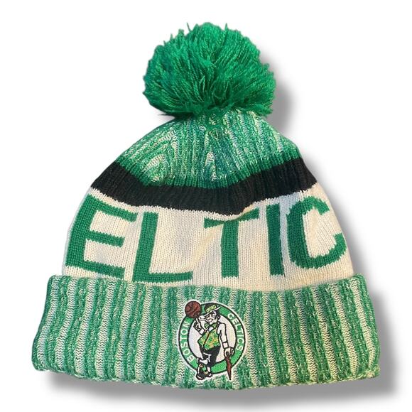 New Era Boston Celtics NBA Basketball Knit Beanie Hat Cap Cuff Pom Lined Wool - Picture 2 of 12